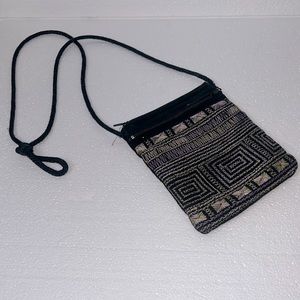 Fabric Crossbody Bag, Brown, ZigZag, Travel, Minimalist,